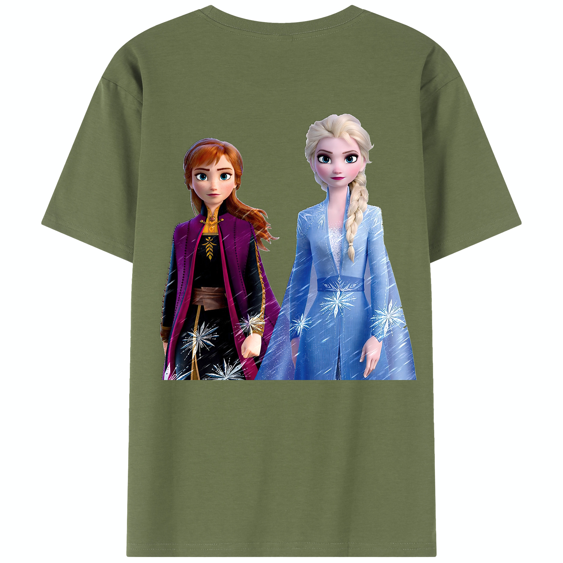 （画像用） アナと雪の女王 アンナ エルサ Frozen Anna Elsa 綿100％半袖Tシャツ（背面プリント）